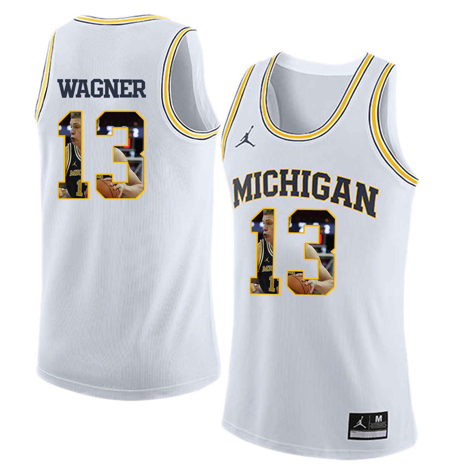 Men Jordan University of Michigan Basketball White #13 Wagner Fashion Edition Customized NCAA Jerseys
